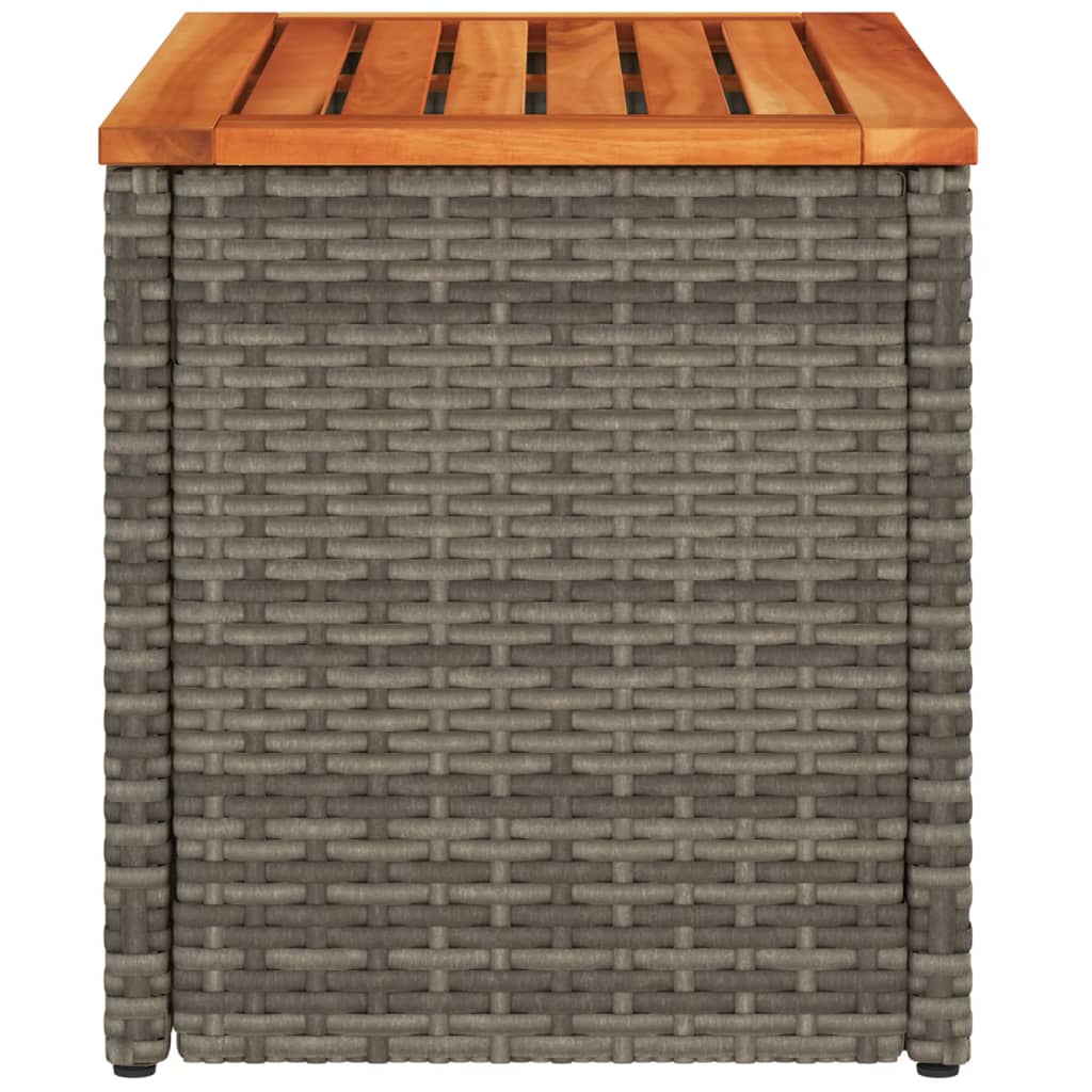 Tuinbijzettafels 2 st 55x34x37 cm poly rattan en hout grijs