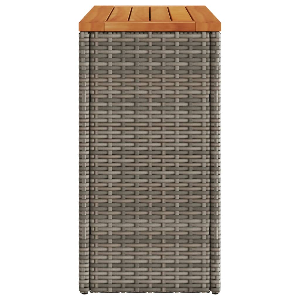 Tuinbijzettafel met houten blad 58x27,5x55 cm poly rattan grijs
