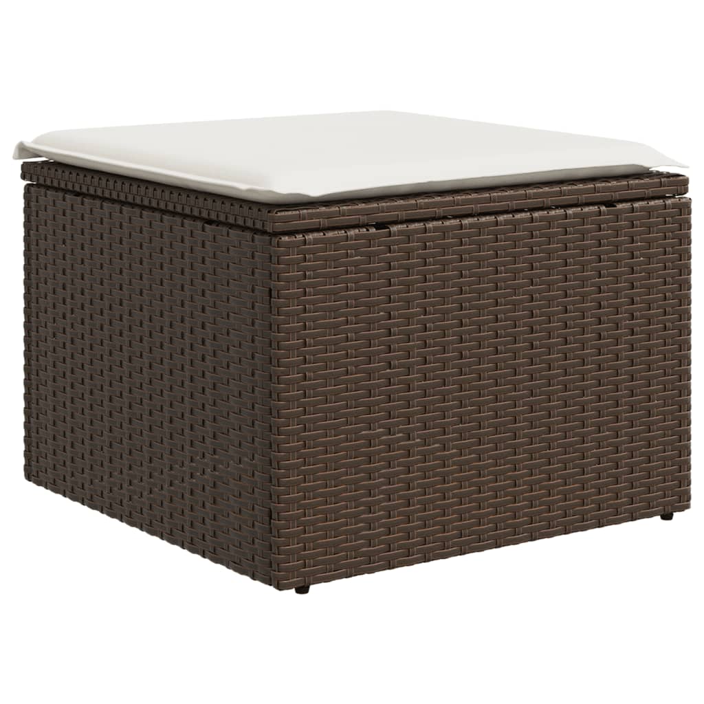 Tuinkruk met kussen 55x55x37 cm poly rattan bruin