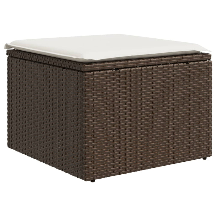 Tuinkruk met kussen 55x55x37 cm poly rattan bruin