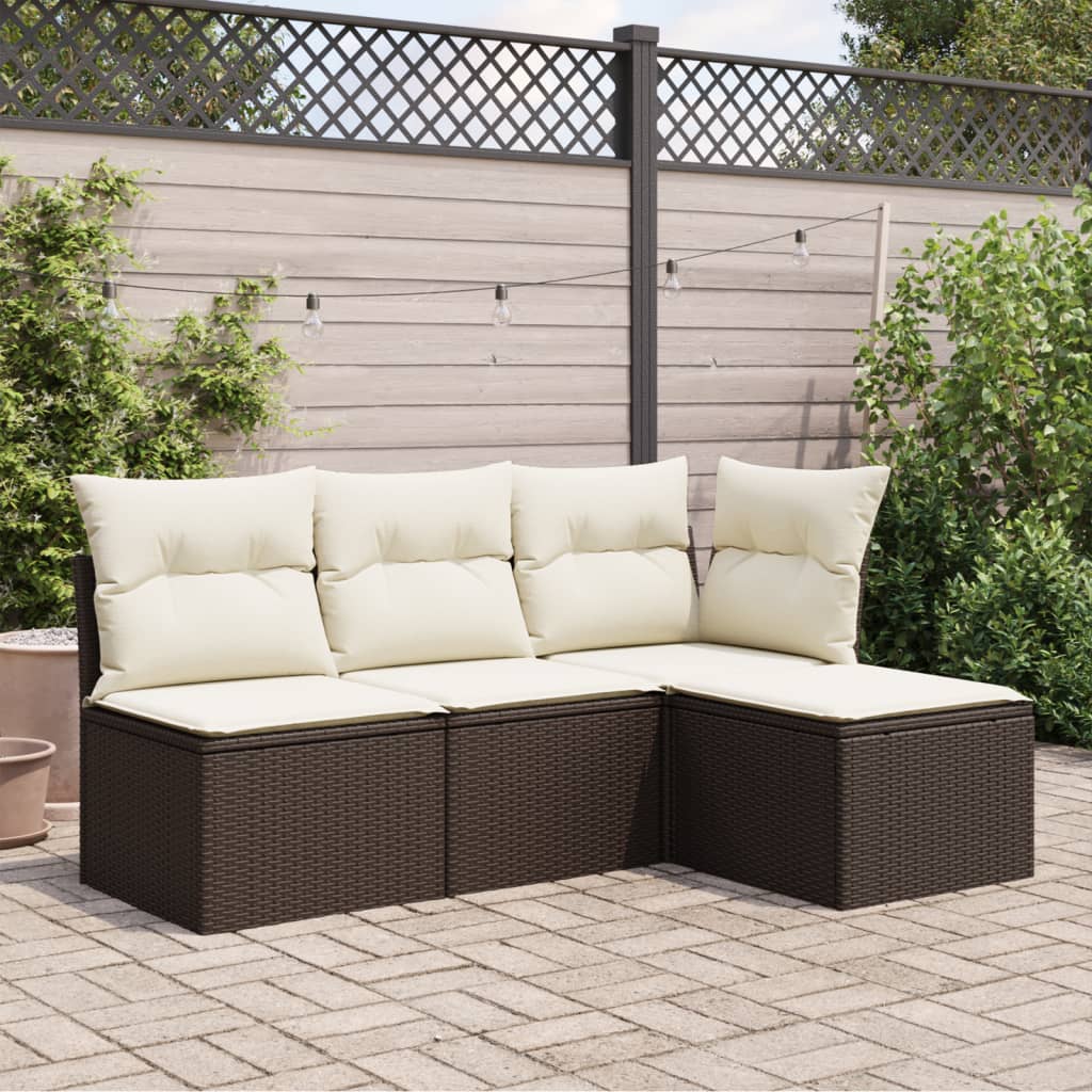 Tuinkruk met kussen 55x55x37 cm poly rattan bruin