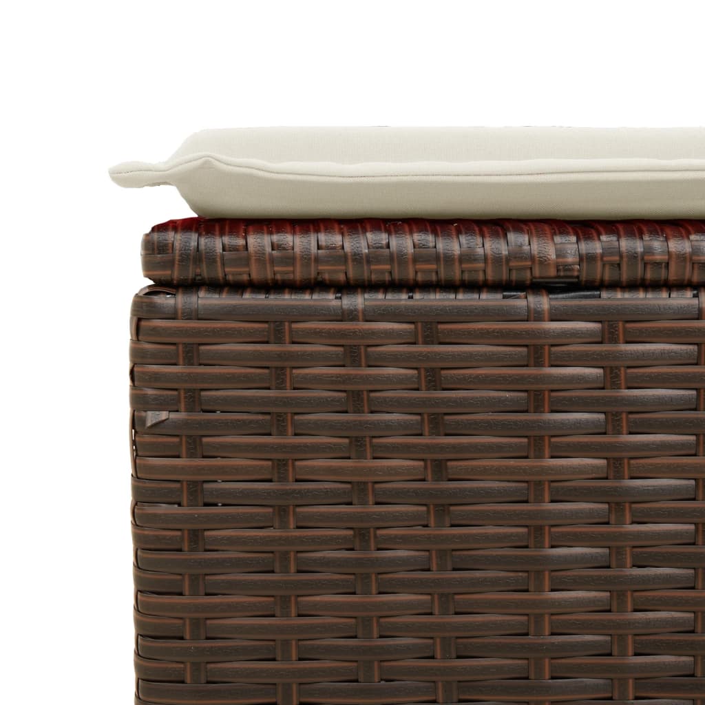 Tuinkruk met kussen 55x55x37 cm poly rattan bruin