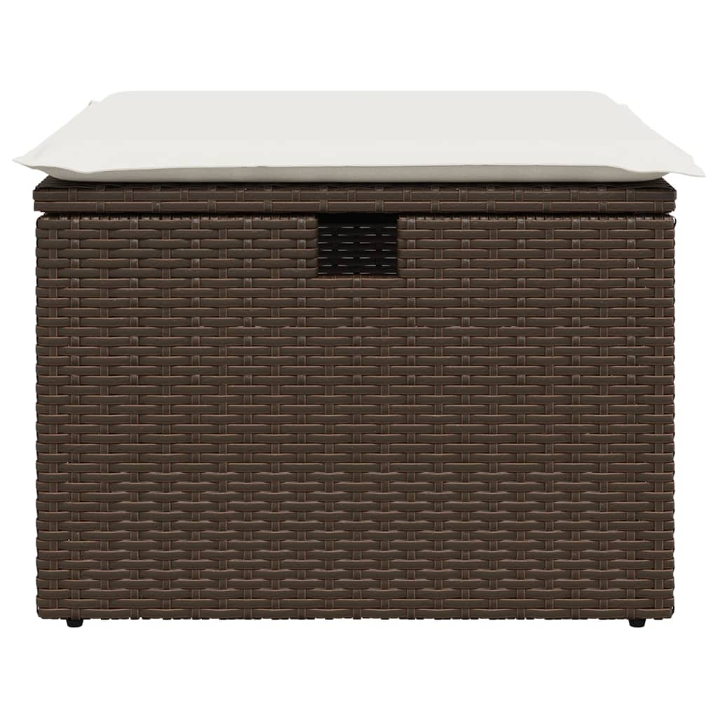 Tuinkruk met kussen 55x55x37 cm poly rattan bruin