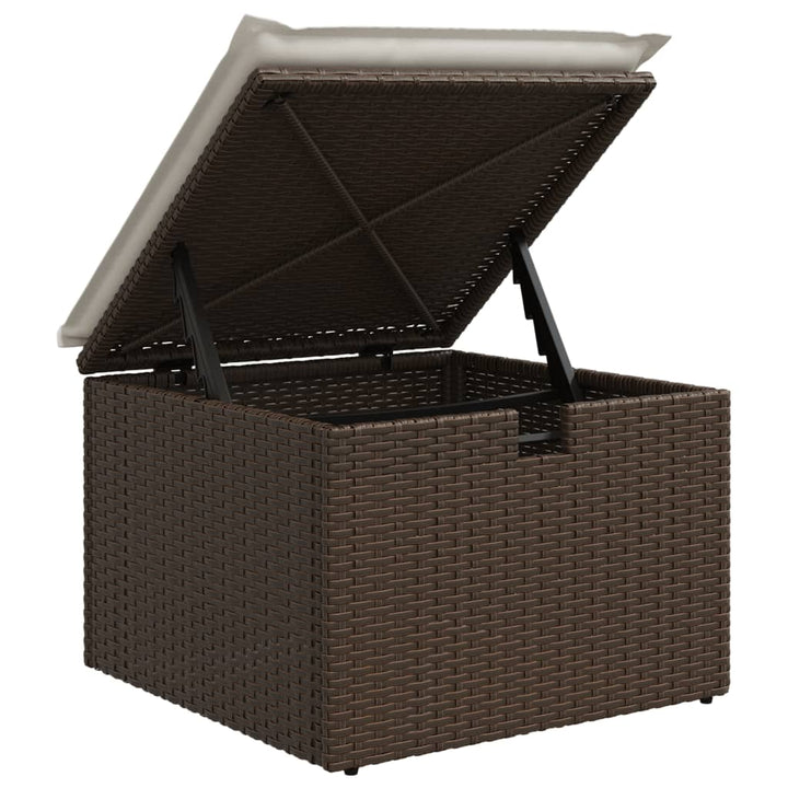 Tuinkruk met kussen 55x55x37 cm poly rattan bruin