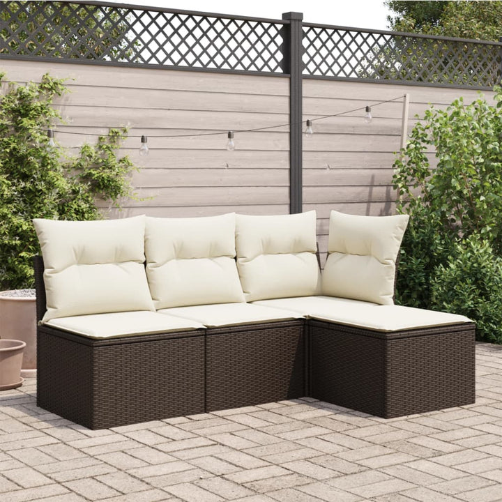 Tuinkruk met kussen 55x55x37 cm poly rattan bruin