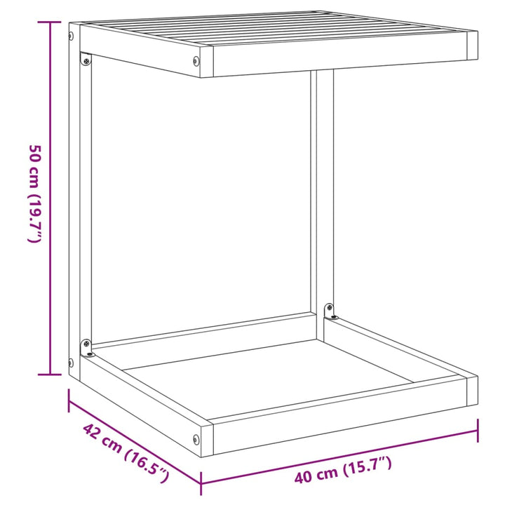 Bijzettafel C-vormig 42x40x50 cm massief acaciahout