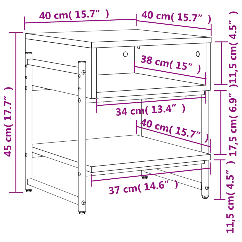 Salontafel 40x40x45 cm bewerkt hout zwart