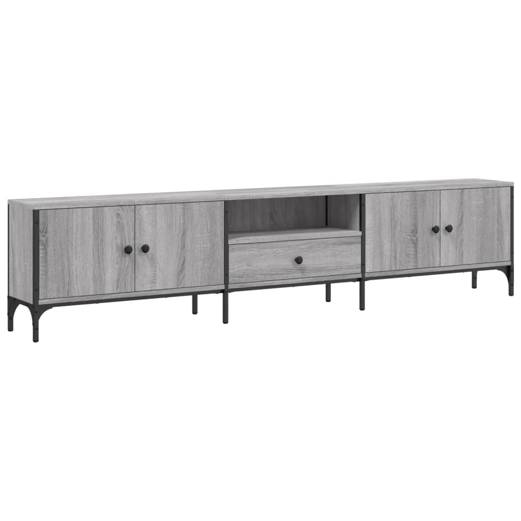 Tv-meubel met lade 200x25x44 cm bewerkt hout grijs sonoma eiken