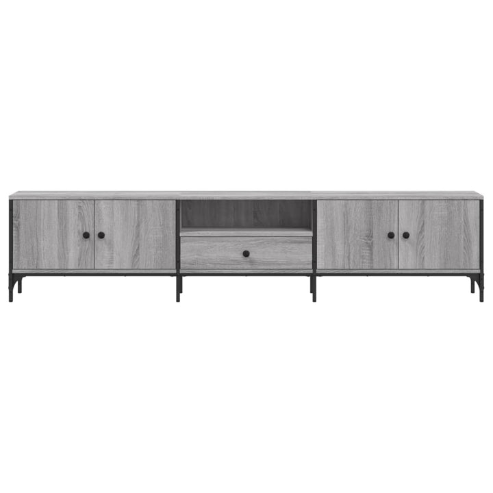 Tv-meubel met lade 200x25x44 cm bewerkt hout grijs sonoma eiken