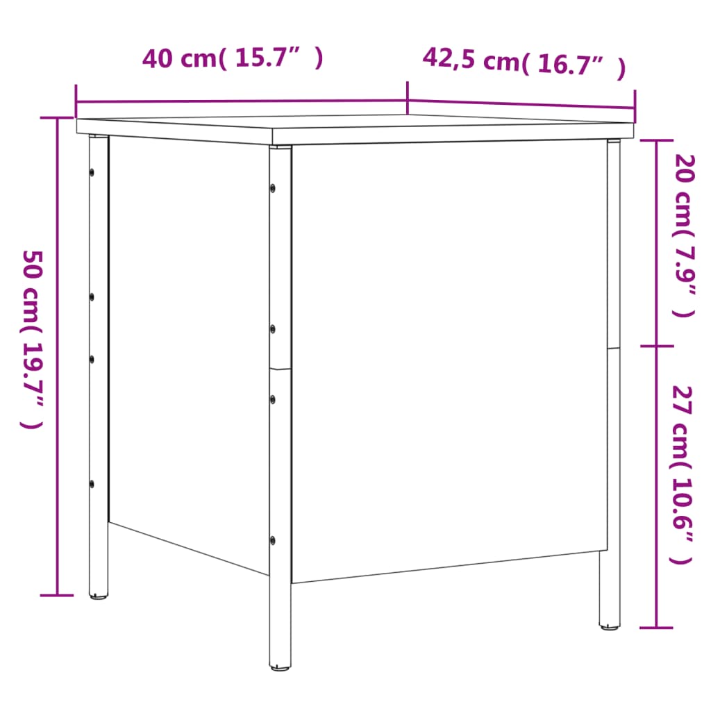 Opbergbankje 40x42,5x50 cm bewerkt hout sonoma eikenkleurig