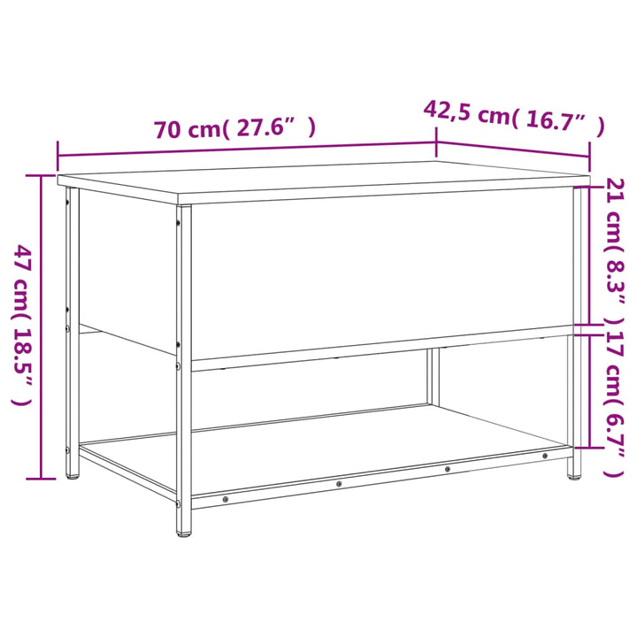 Opbergbankje 70x42,5x47 cm bewerkt hout grijs sonoma eikenkleur