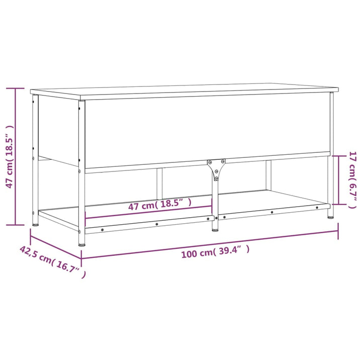 Opbergbankje 100x42,5x47 cm bewerkt hout grijs sonoma eiken