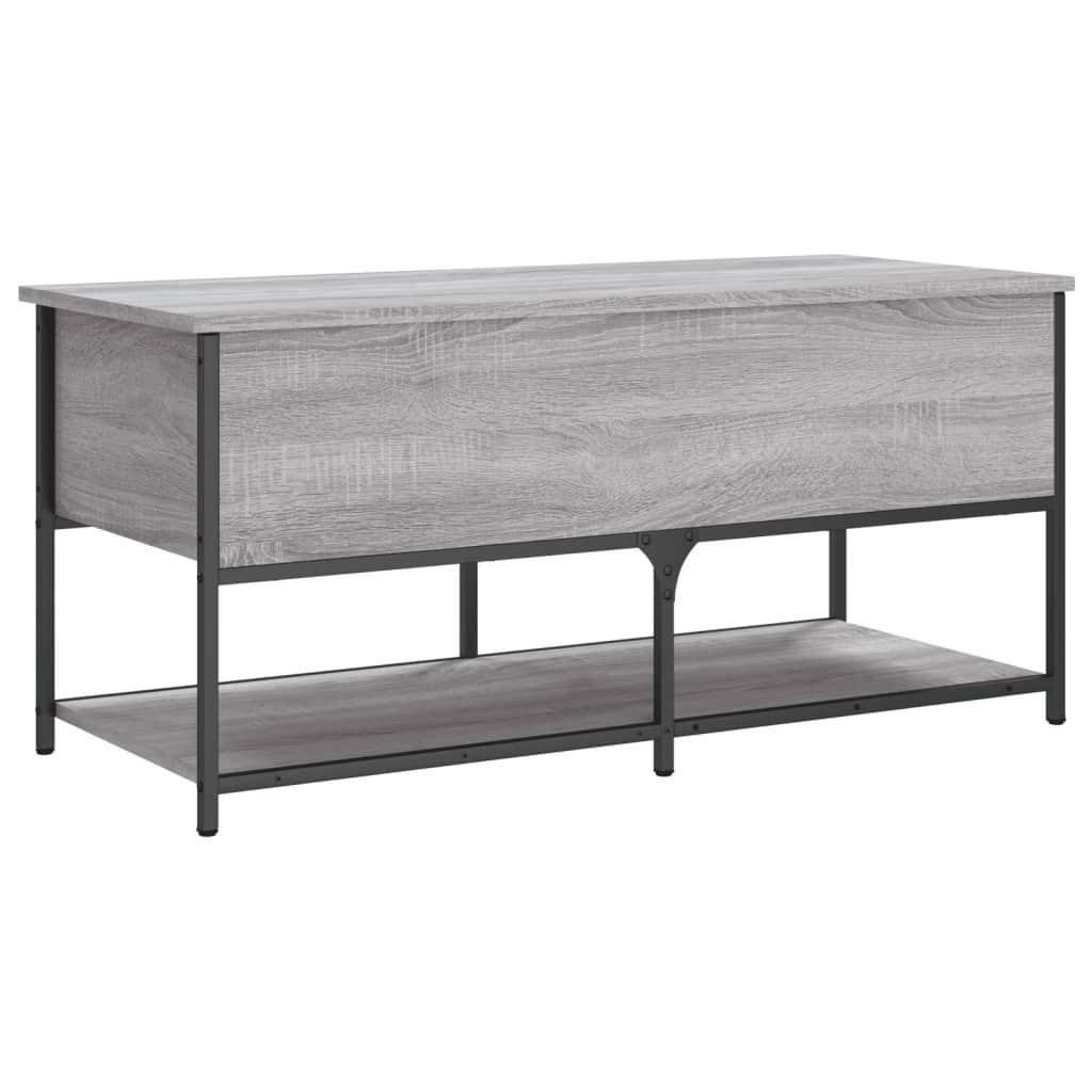 Opbergbankje 100x42,5x47 cm bewerkt hout grijs sonoma eiken