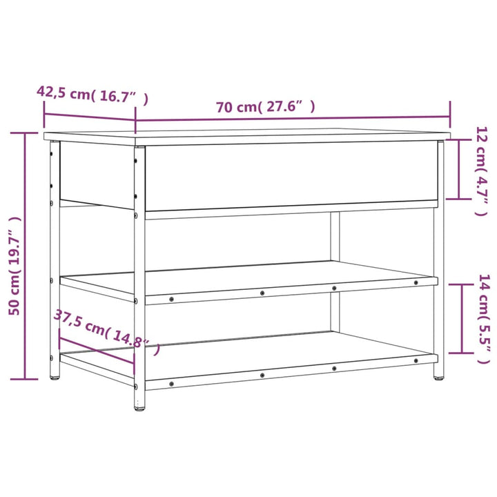 Schoenenbankje 70x42,5x50 cm bewerkt hout zwart