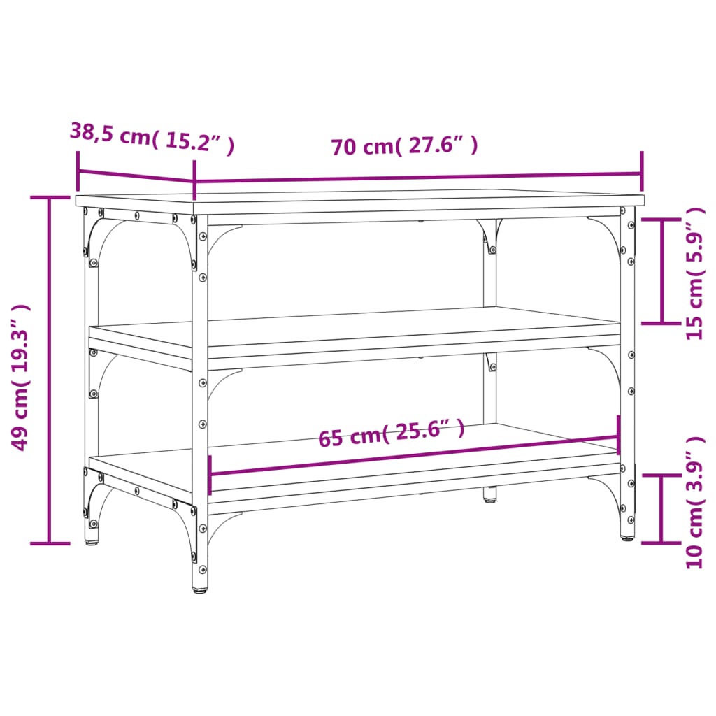 Schoenenbankje 70x38,5x49 cm bewerkt hout sonoma eikenkleurig