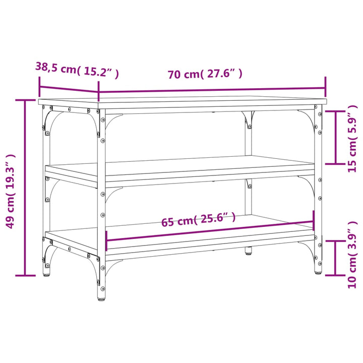 Schoenenbankje 70x38,5x49 cm bewerkt hout gerookt eikenkleurig