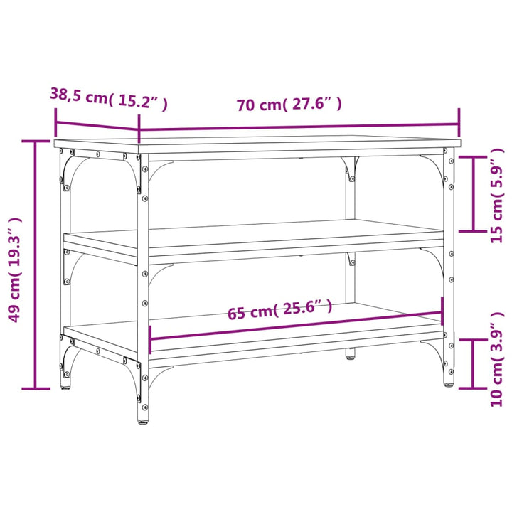 Schoenenbankje 70x38,5x49 cm bewerkt hout bruin eikenkleur