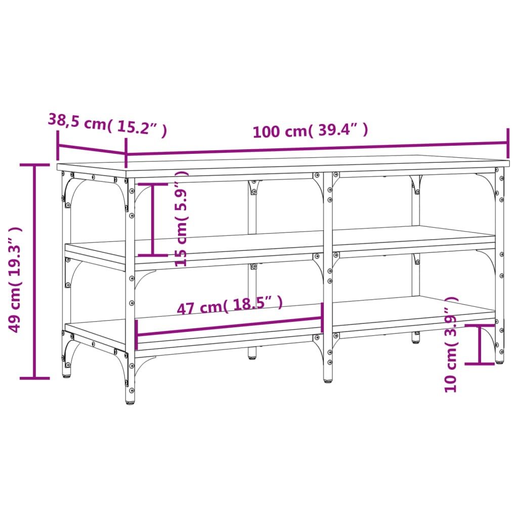 Schoenenbank 100x38,5x49 cm bewerkt hout zwart