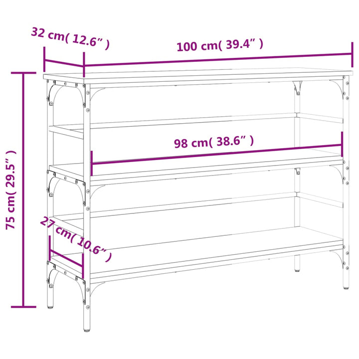 Wandtafel 100x32x75 cm bewerkt hout gerookt eikenkleurig