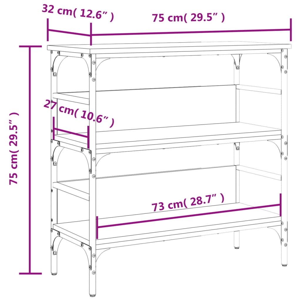 Wandtafel 75x32x75 cm bewerkt hout zwart