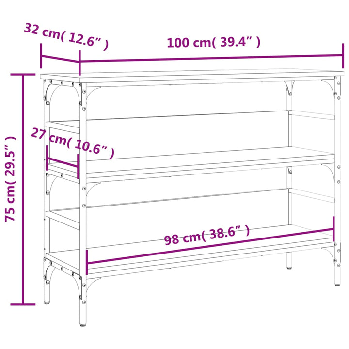 Wandtafel 100x32x75 cm bewerkt hout sonoma eikenkleurig