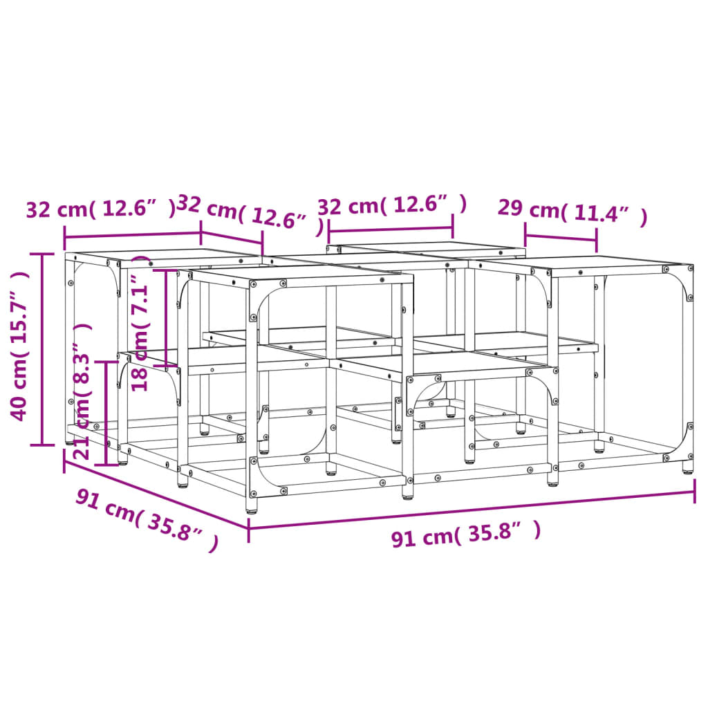 Salontafel 91x91x40 cm bewerkt hout zwart