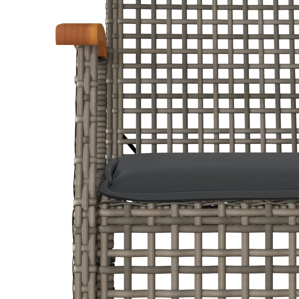 3-delige Tuinset met kussens poly rattan grijs