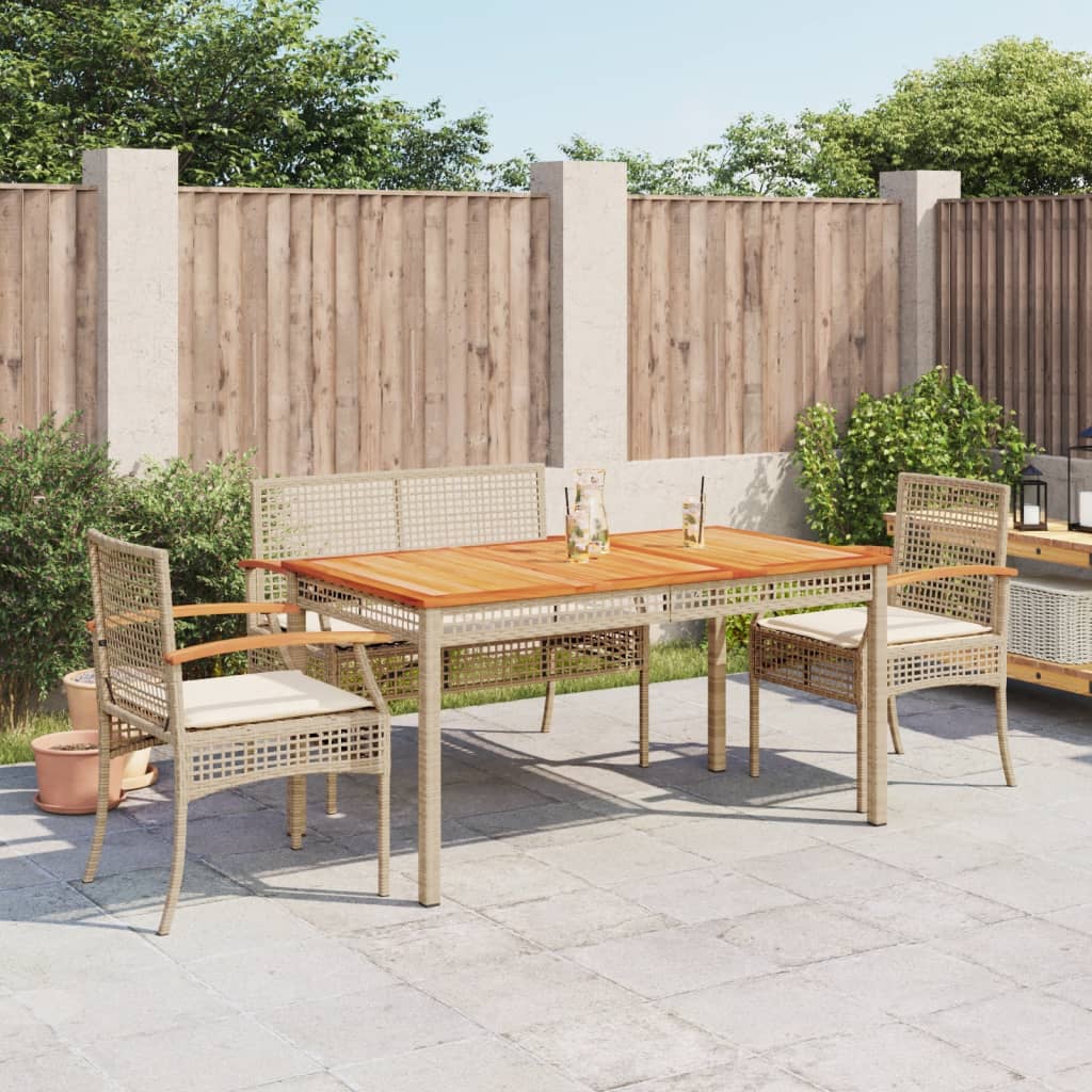 4-delige Tuinset met kussens poly rattan beige