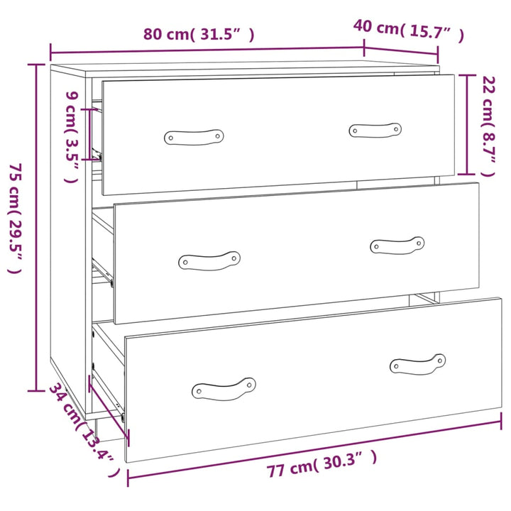 Dressoir 80x40x75 cm massief grenenhout wasbruin