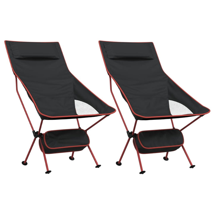 Campingstoelen 2 st inklapbaar oxford stof en aluminium zwart