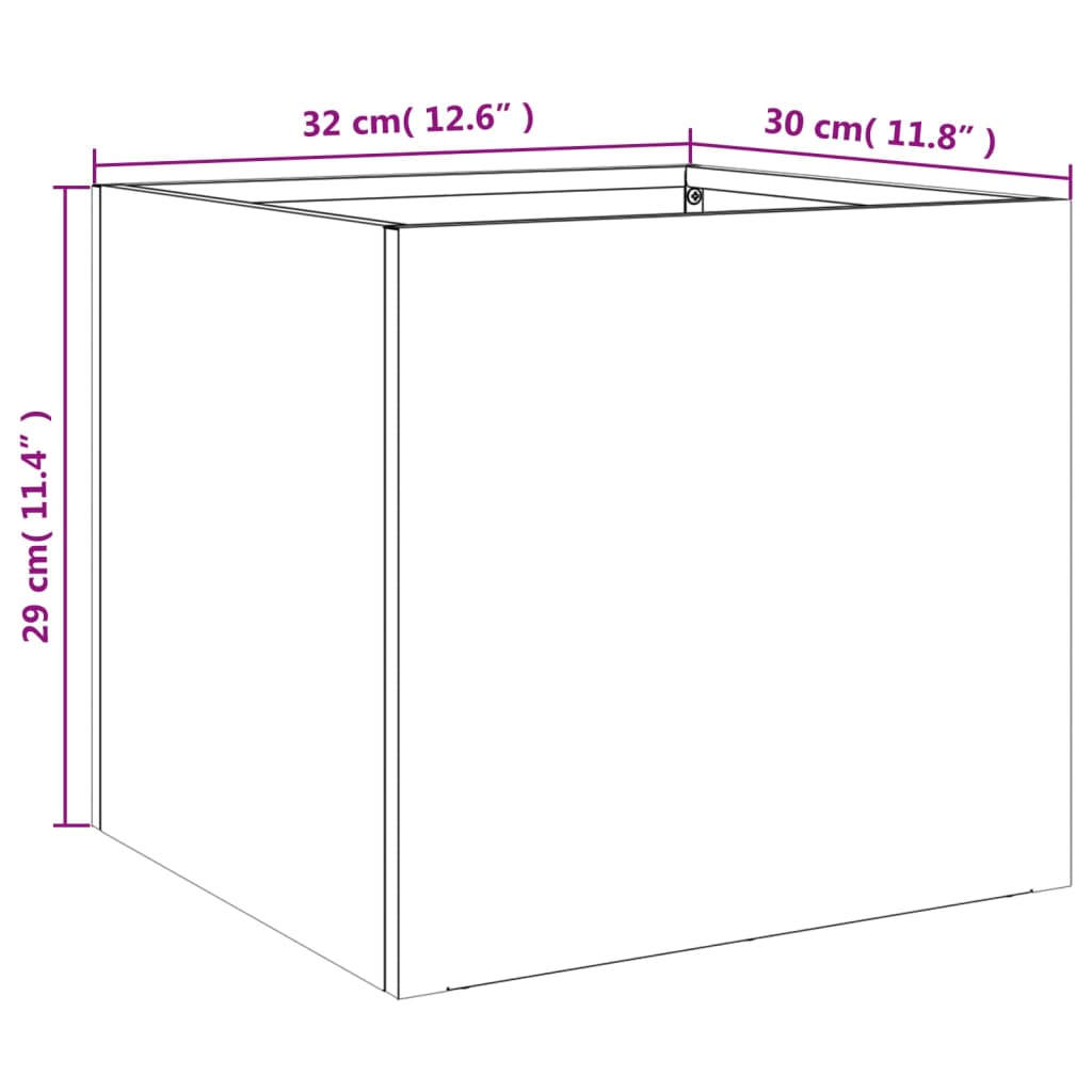 Plantenbakken 2 st 32x30x29 cm koudgewalst staal zwart