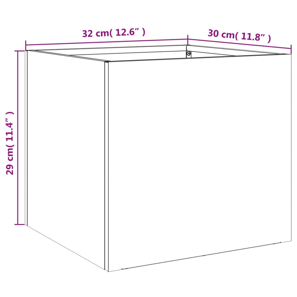 Plantenbak 32x30x29 cm koudgewalst staal wit