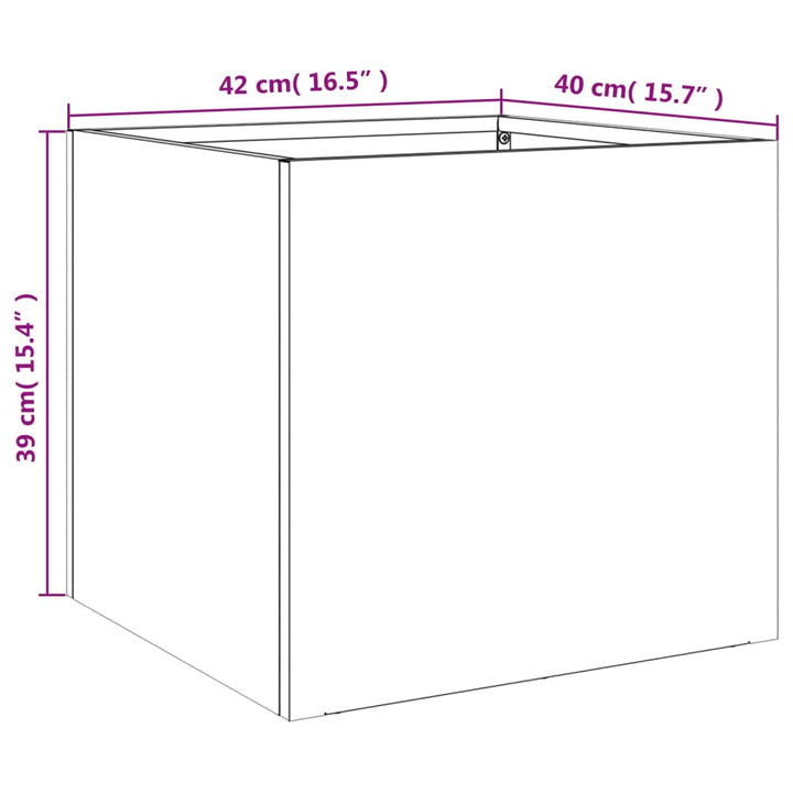 Plantenbak 42x40x39 cm koudgewalst staal zwart