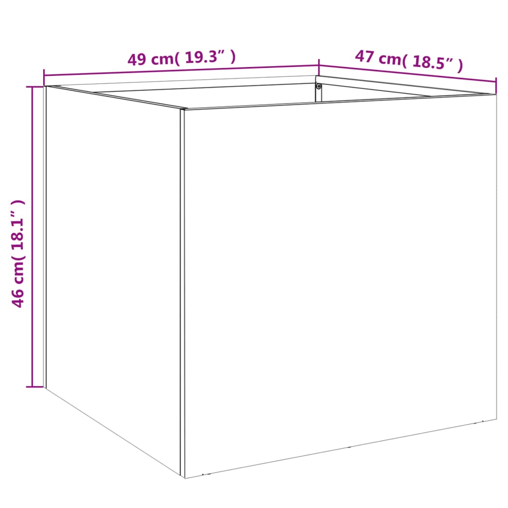 Plantenbak 49x47x46 cm gegalvaniseerd staal zilverkleurig