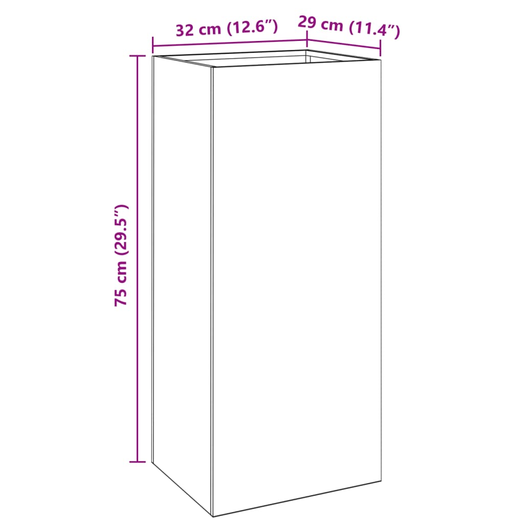 Plantenbak 32x29x75 cm koudgewalst staal antracietkleurig