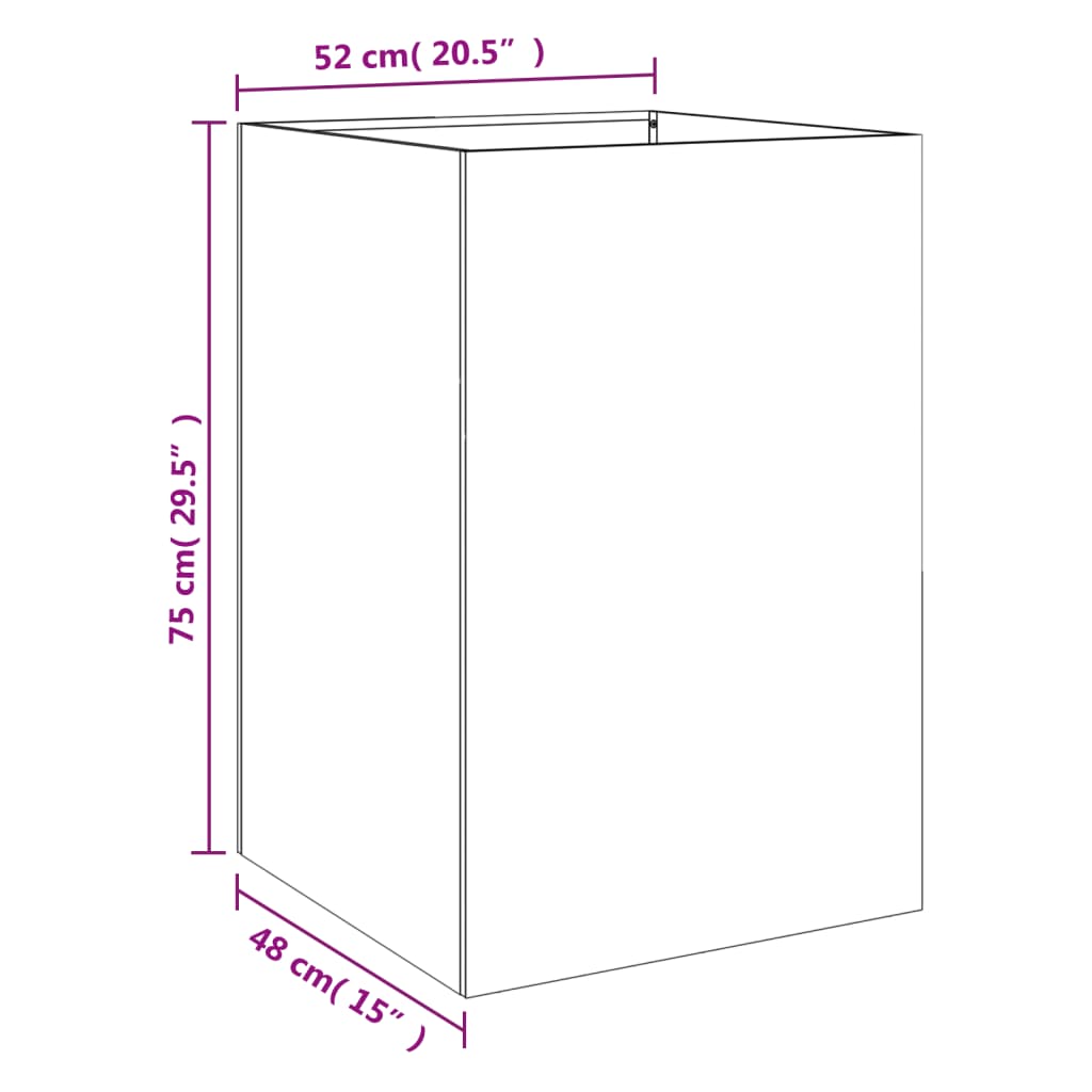 Plantenbak 52x48x75 cm koudgewalst staal zwart