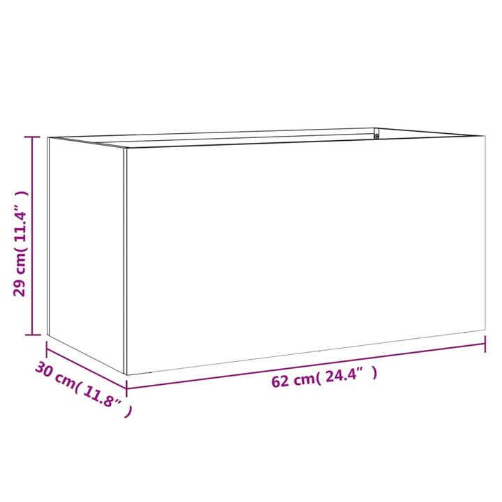 Plantenbak 62x30x29 cm koudgewalst staal antracietkleurig