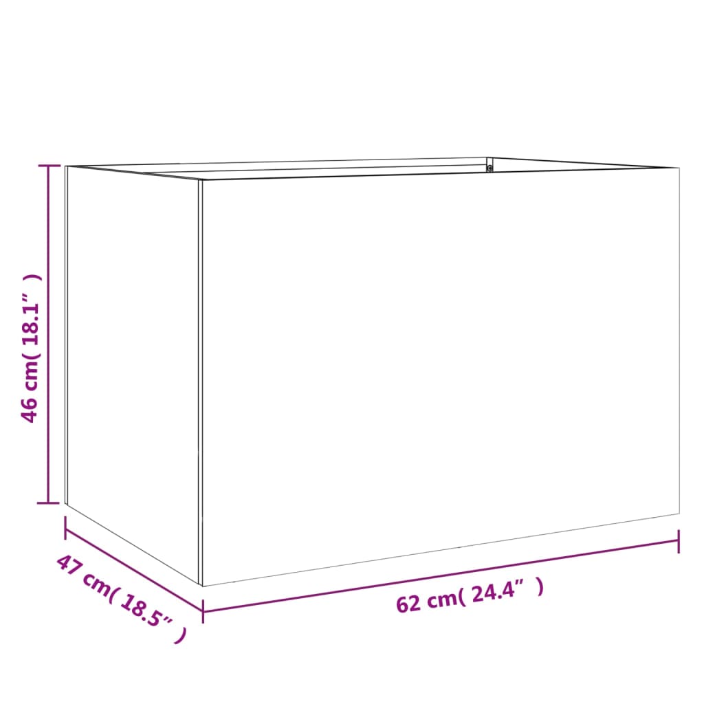 Plantenbak 62x47x46 cm koudgewalst staal zwart