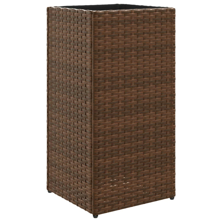 Plantenbakken 2 st 30x30x60 cm poly rattan bruin