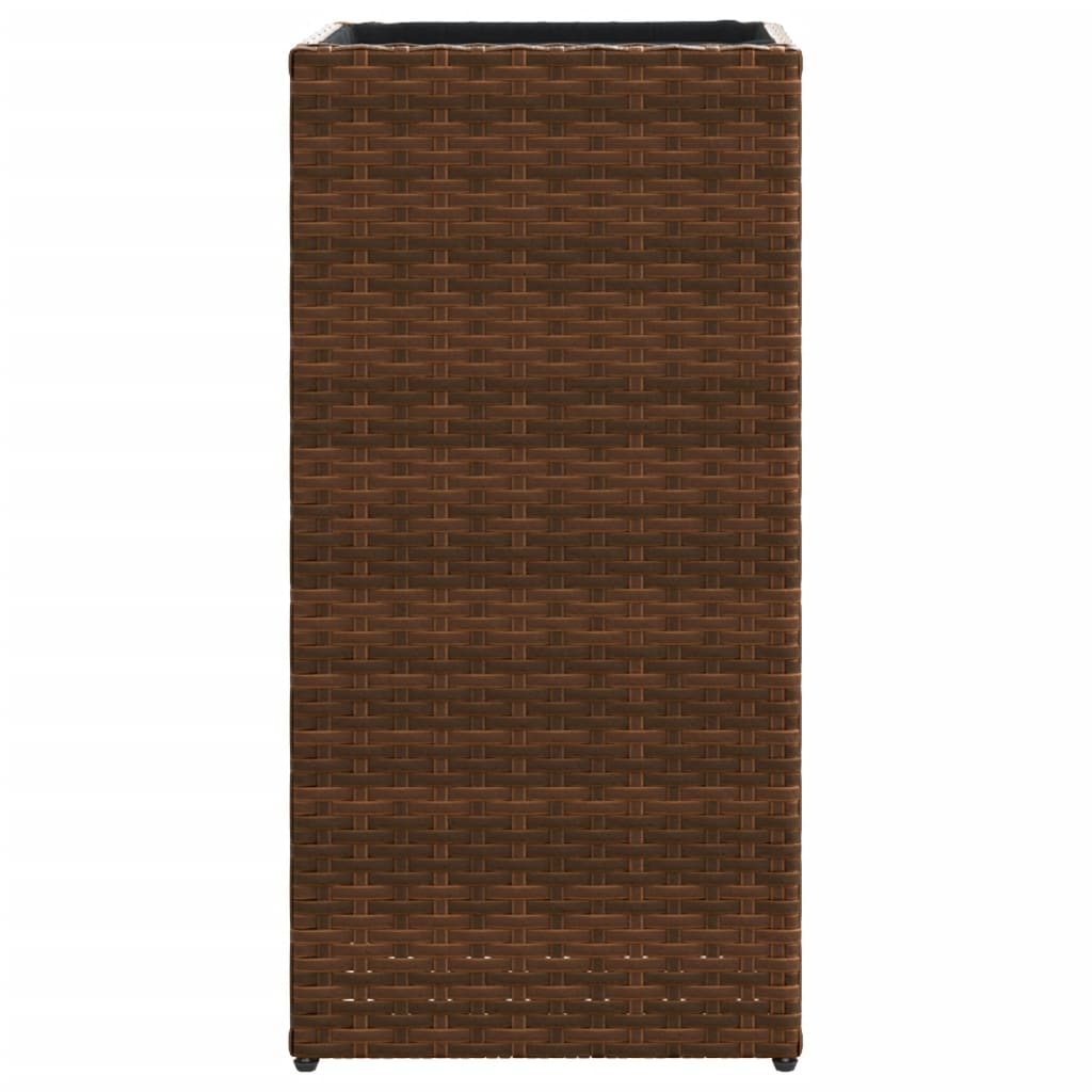 Plantenbakken 2 st 30x30x60 cm poly rattan bruin