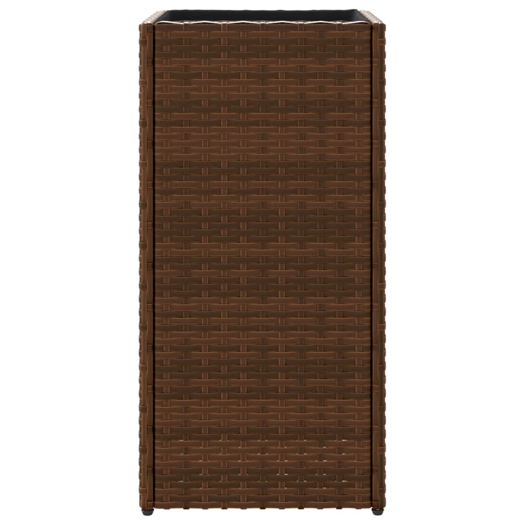 Plantenbakken 2 st 30x30x60 cm poly rattan bruin