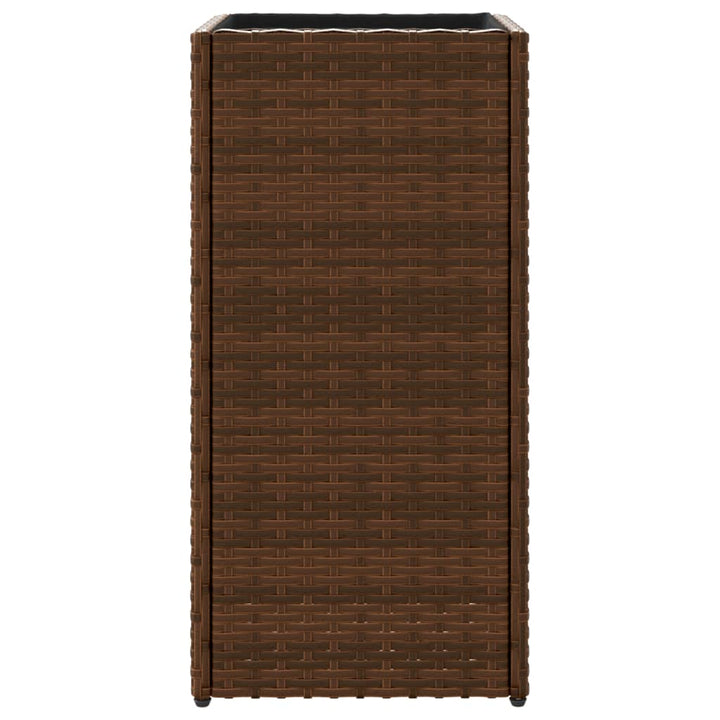 Plantenbakken 2 st 30x30x60 cm poly rattan bruin