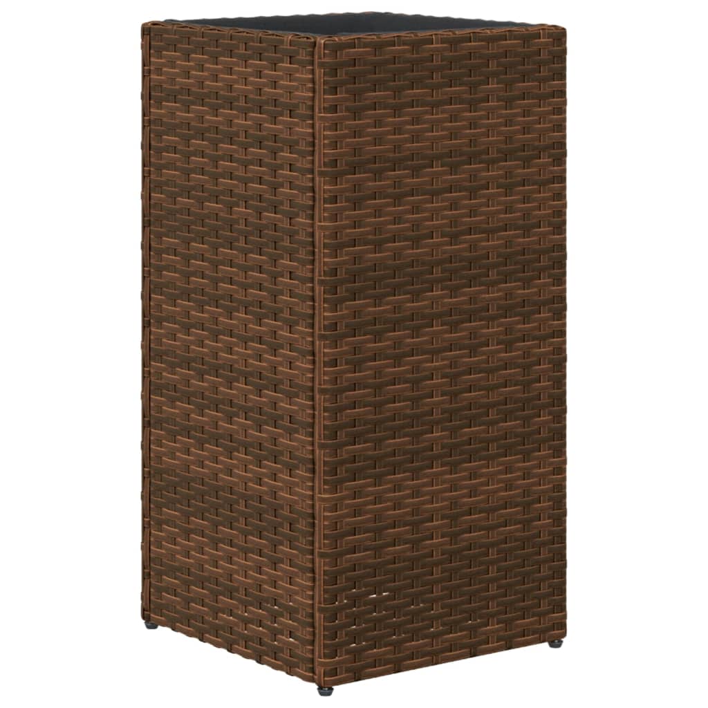 Plantenbakken 2 st 30x30x60 cm poly rattan bruin