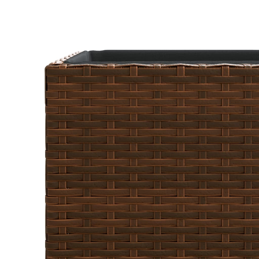 Plantenbakken 2 st 30x30x60 cm poly rattan bruin