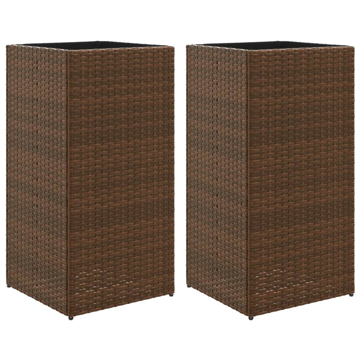 Plantenbakken 2 st 40x40x80 cm poly rattan bruin