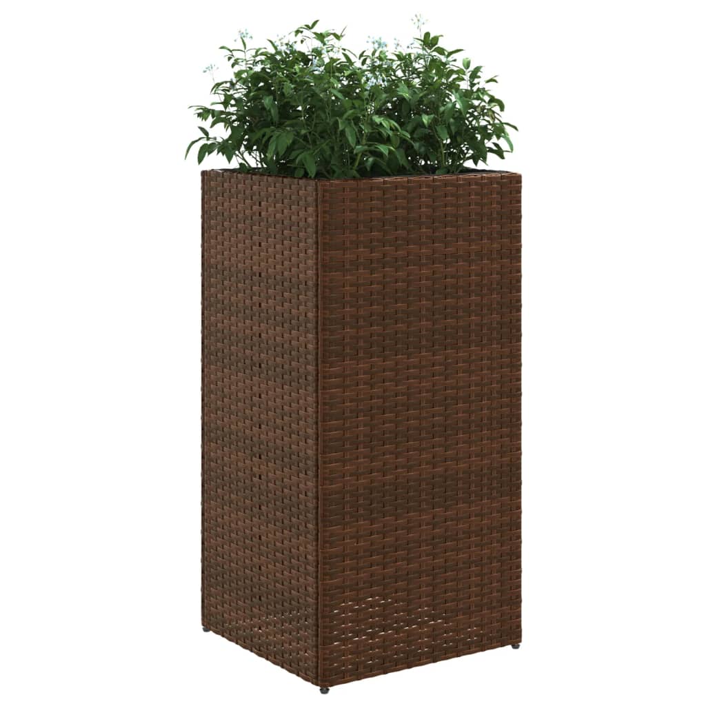 Plantenbakken 2 st 40x40x80 cm poly rattan bruin