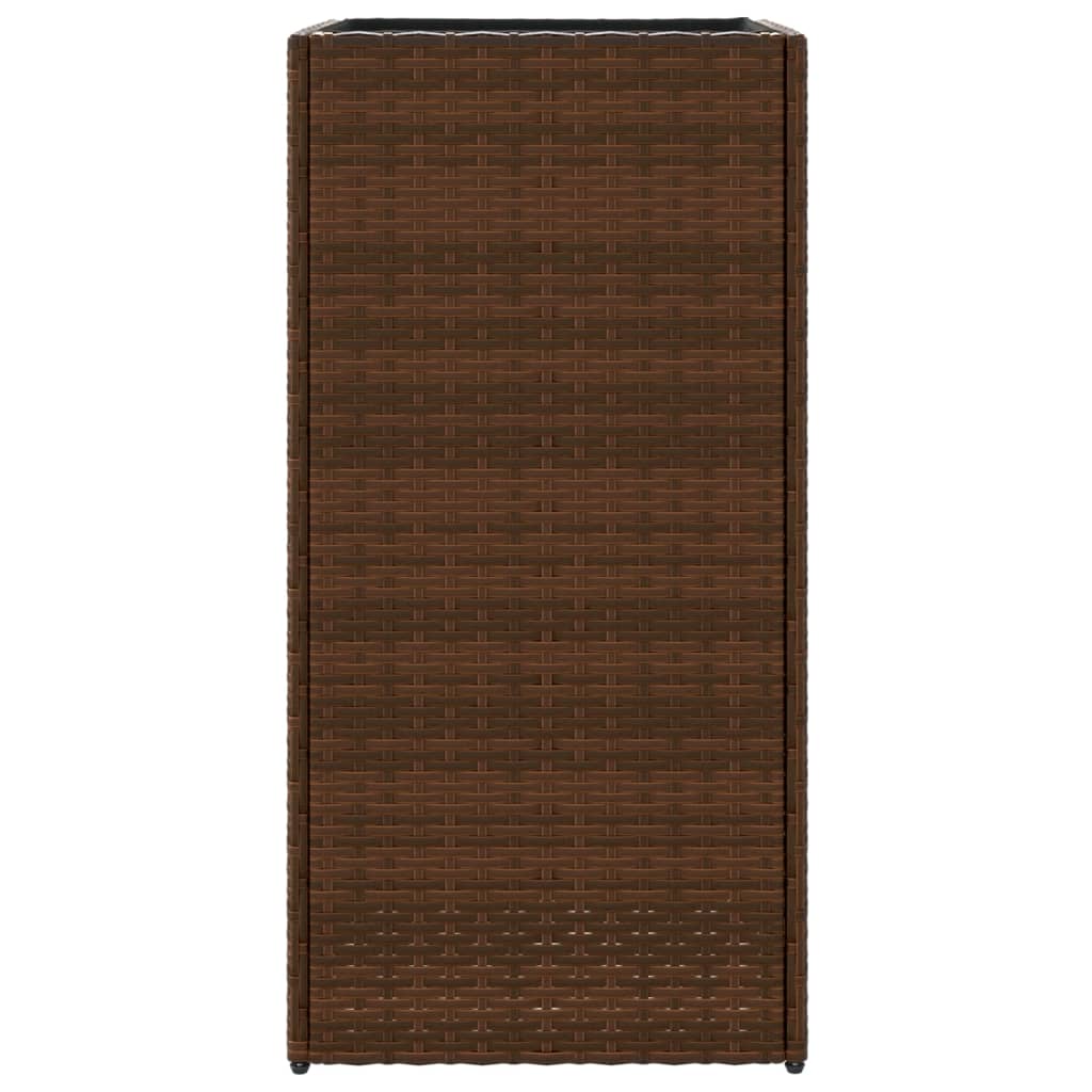 Plantenbakken 2 st 40x40x80 cm poly rattan bruin