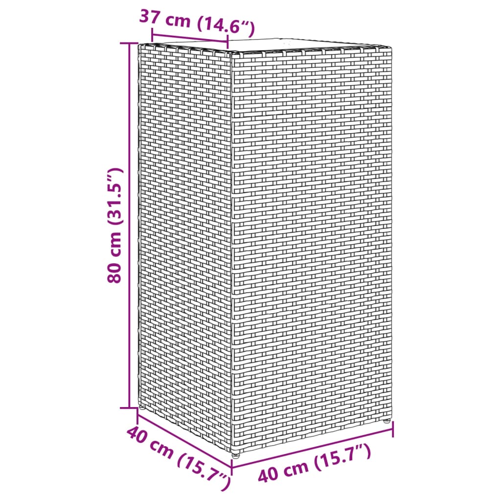 Plantenbakken 2 st 40x40x80 cm poly rattan bruin