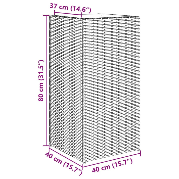 Plantenbakken 2 st 40x40x80 cm poly rattan bruin