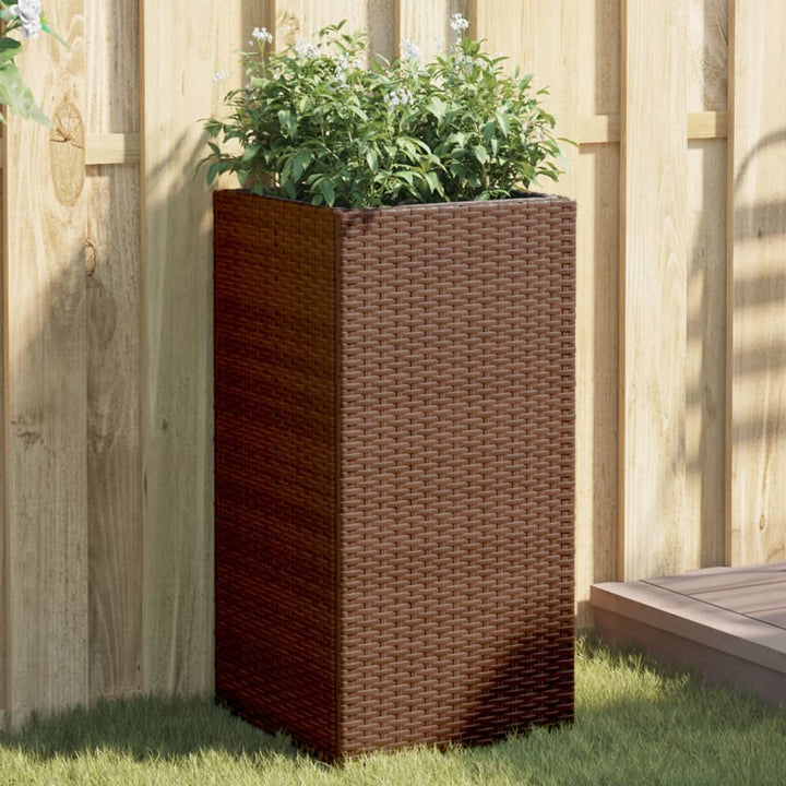 Plantenbakken 2 st 40x40x80 cm poly rattan bruin